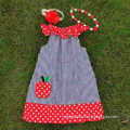 New girls apple dress girls boutiques dress kids pillowcase dress kids back to school dress with necklace and headband